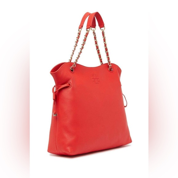 Tory Burch Thea Slouchy Chain Tote in Brilliant Red - Picture 2 of 12